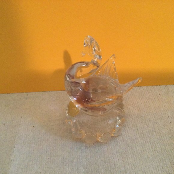 Murano art glass swan figurine paper weight clear glass Icet made in Venezuela - Picture 3 of 11